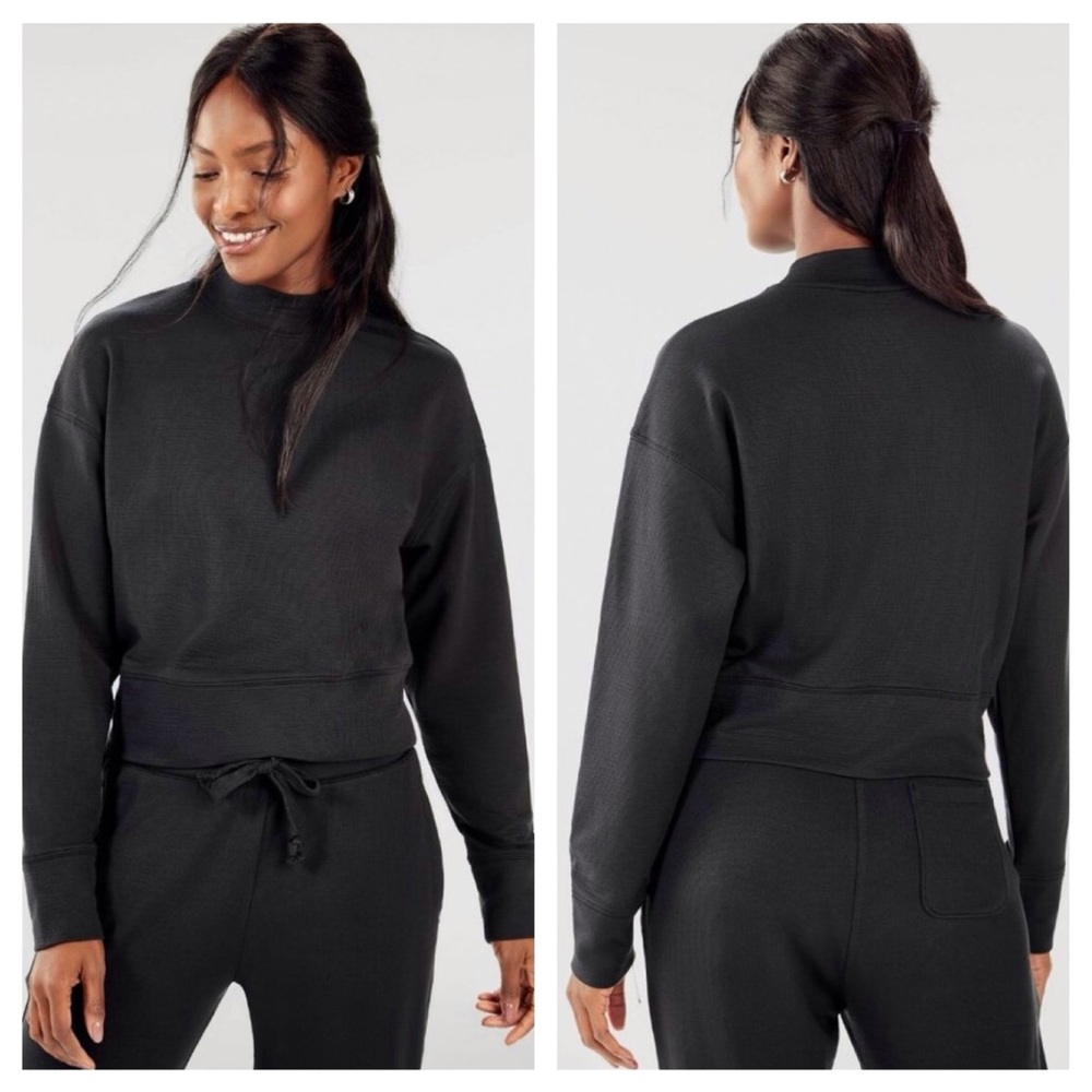 Fabletics Grey Luna Modal Blend Mock Neck Long Sleeve Ribbed Pullover Top Sz M